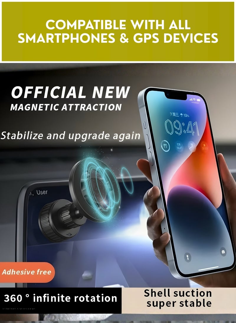 حامل هاتف مغناطيسي للسيارة يُثبّت على لوحة القيادة - مغناطيس قوي، حامل هاتف يدور 360 درجة، حامل جوال للسيارة يُتيح استخدام الهاتف بيد واحدة بدون استخدام اليدين، متوافق مع أجهزة آيفون وأندرويد، قاعدة مانعة للانزلاق، مقاوم للحرارة - Image 3